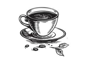 Cup of coffee hand drawn vector