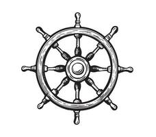 Ship wheel, Hand drawn vector Illustration