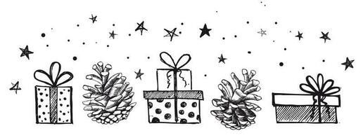 Gift boxes set. Hand drawn illustrations. vector