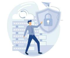 Database security concept,  data protection, disk infrastructure, business information safety, flat vector modern illustration