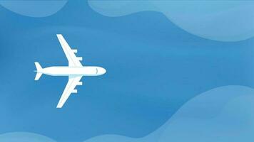 Passenger plane top view flying above the ocean or sea. vector