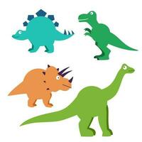 Set of cartoon dinosaurs characters - t rex etc vector