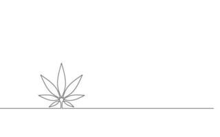 Continuous drawing of cannabis leaf. Cannabis, medical marijuana leaf. vector