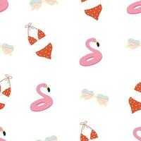 Seamless pattern on white background with summer elements. vector