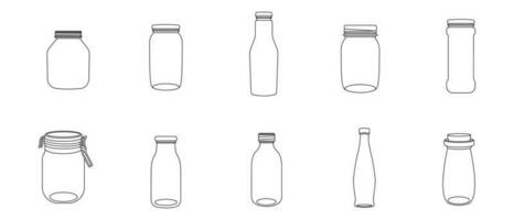 botella tarro contorno ilustración vector