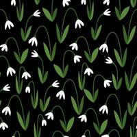 Seamless pattern spring white snowdrops vector