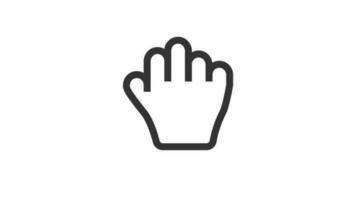 hand hugg markören animerad ikon på vit bakgrund video