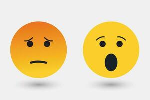 Emoticon surprise face and angry emoticon vector icon