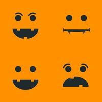 Set of Halloween pumpkin or monster emoji on orange background. vector