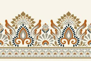 Ikat floral paisley embroidery on white background.Ikat ethnic oriental pattern traditional.Aztec style abstract vector illustration.design for texture,fabric,clothing,wrapping,decoration,sarong,print