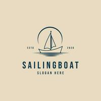 sailing boat line art logo minimalist design template vector  illustration design