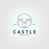 castle line art logo minimalist , with emblem  simple vector illustration design