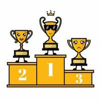 trophy character mascot from each podium position vector