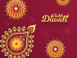 contento diwali celebracion saludo tarjeta diseño con mandala modelo decorado en rosado antecedentes. vector