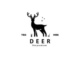 vintage retro hipster deer logo vector silhouette art