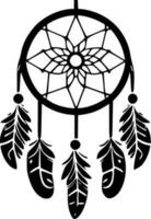 Dreamcatcher - Black and White Isolated Icon - Vector illustration