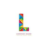 Colorful letter l logo design for business company in low poly art style vector