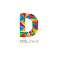 Colorful letter d logo design for business company in low poly art style vector