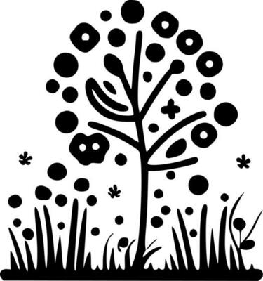 Spring - Black and White Isolated Icon - Vector illustration