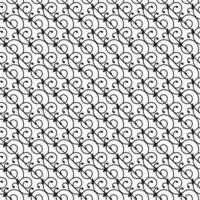 black and white Curly outline pattern with spiral vector elements and lines repeat texture background