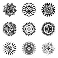 Set of traditional floral round shape mandala ornamental art vector illustration decorative design elements