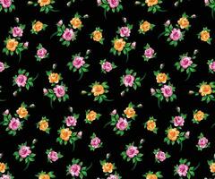 pequeño Rosa flor con hoja vector sin costura repetir modelo ilustración fondo, primavera linda pequeño floral textil impresión diseño para tela