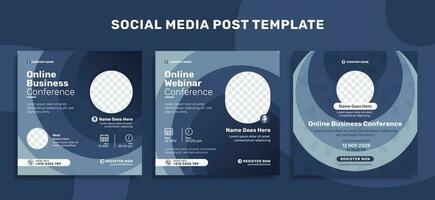 Online business conference social media post and corporate web banner template vector