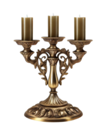 Antique brass candlestick on transparent background, created with png