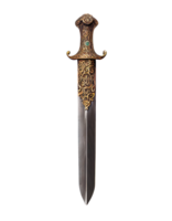 Sword with filigree details on transparent background, created with png