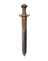 Sword with filigree details on transparent background, created with png