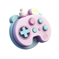 Cute pastel color gamepad icon on transparent background, created with png