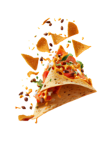 Flying nachos on transparent background, created with png