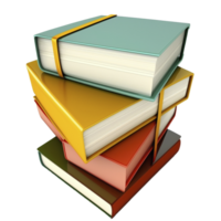 Books stacked on top of each other on transparent background, created with png