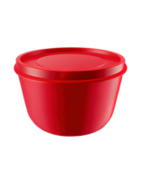 Red plastic bowl container on transparent background, created with png