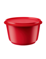 Red plastic bowl container on transparent background, created with png