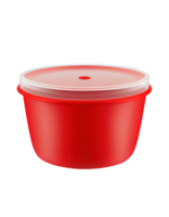 Red plastic bowl container on transparent background, created with png