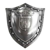 Metal shield icon on transparent background, created with png