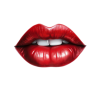 Red female lips on transparent background, created with png