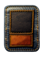 Leather jeans brand patch on transparent background, created with png