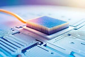 Computer electronic circuit board with processor photo