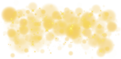 Golden shining bokeh lights with glowing particles  on transparent background. PNG. png