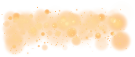 Golden shining bokeh lights with glowing particles  on transparent background. PNG. png