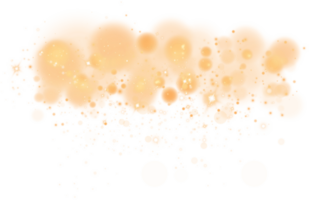 Golden shining bokeh lights with glowing particles  on transparent background. PNG. png