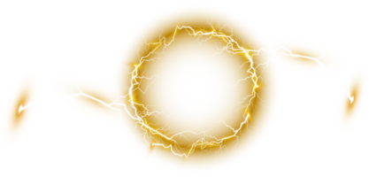 giallo palla fulmine su un' trasparente sfondo. astratto elettrico fulmine colpire. leggero veloce, tuono, scintilla. png. png