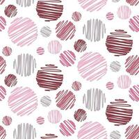 A pattern from a pencil stroke drawing. Colored doodles. The texture of a sketch drawn by hand with pen lines. Transverse or parallel hatching. Pink strokes in a circle on a white background vector