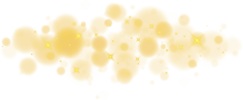 Golden shining bokeh lights with glowing particles on transparent background. PNG. png