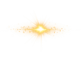 Golden glowing light effects isolated on transparent background. Solar flare with beams and spotlight. Glow effect. Starburst with sparkles. PNG. png