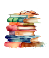 ancien livres aquarelle sublimation ai génératif png