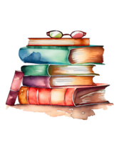 ancien livres aquarelle sublimation ai génératif png