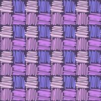 A pattern from a pencil stroke drawing. Colored doodles. The texture of a sketch drawn by hand with pen lines. Transverse or parallel hatching. Purple and blue background of round dashed shapes vector